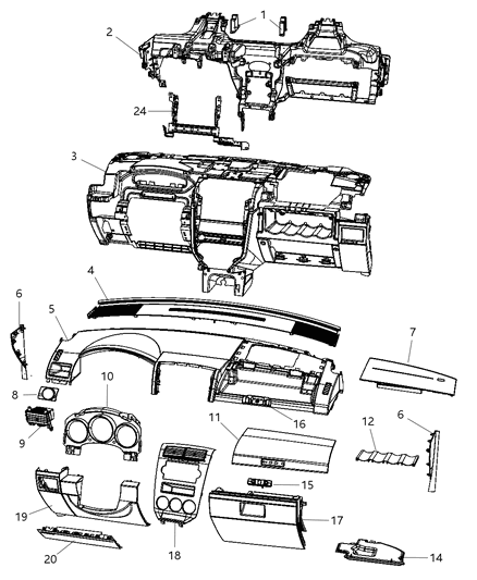 2009 Dodge Caliber Instrument Panel Diagram for YZ081SFAE
