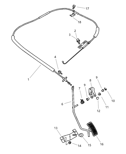 2001 Dodge Stratus RETAINER-Accelerator Cable Diagram for MR519173