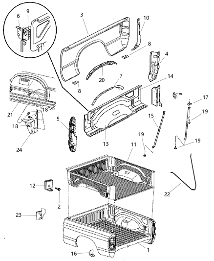 2011 Ram 3500 REINFMNT-Box Side Diagram for 68048695AA