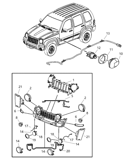 2005 Jeep Liberty Lamp-Front Combination Diagram for 55156767AC