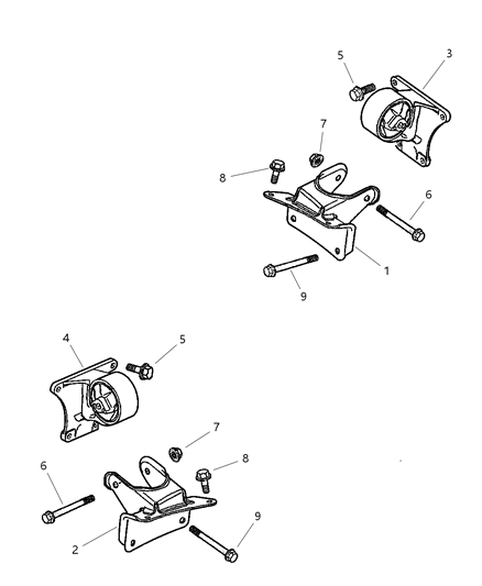2000 Jeep Grand Cherokee Engine Mounting, Front Diagram 1
