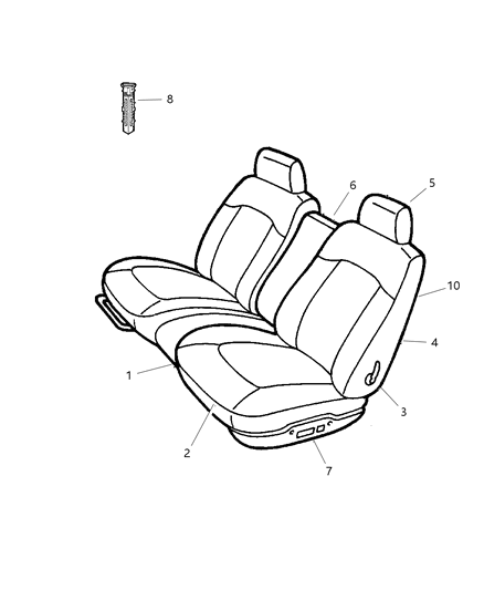 2002 Chrysler Concorde Seat Back-Front Diagram for WX091T5AA