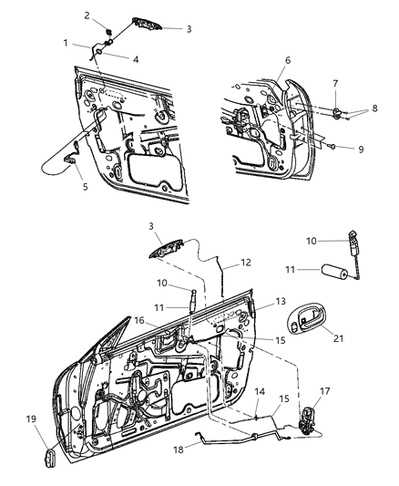 2001 Chrysler Sebring Latch-Key Cylinder To Latch Diagram for 4880047AA