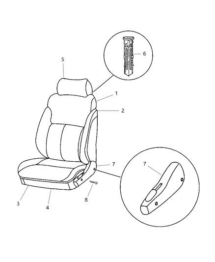 2003 Dodge Neon Front Seat Cushion Cover Diagram for YF211L5AA
