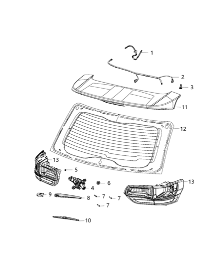 2020 Jeep Grand Cherokee Wiper And Washer System, Rear Diagram