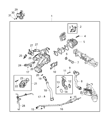2016 Jeep Cherokee Hose-Engine COOLANT To Oil COOLE Diagram for 68100279AA