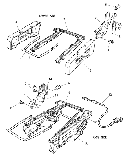 1999 Jeep Wrangler Cable-Seat ADJUSTER Diagram for 5014292AA