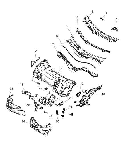 2004 Chrysler Crossfire Grille-COWL Top Diagram for 5098627AA