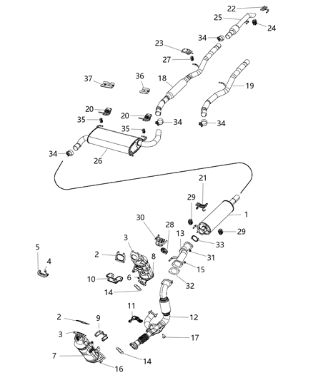 2019 Ram ProMaster 1500 Gasket-Exhaust Pipe Diagram for 68167991AB