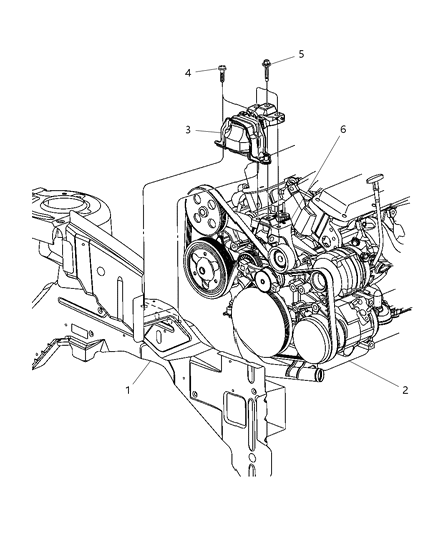 2007 Chrysler Town & Country Mount, Timing Chain Side Engine Diagram