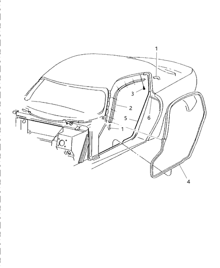 2002 Dodge Viper WEATHERSTRIP-Door Belt Diagram for 4763883AE