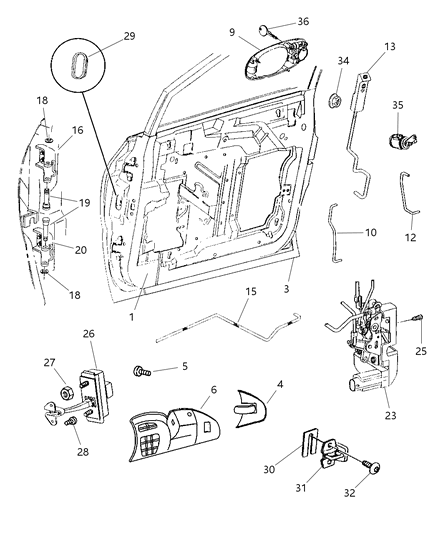 2000 Chrysler Town & Country Handle Front Door Exterior Diagram for RE38VTEAA