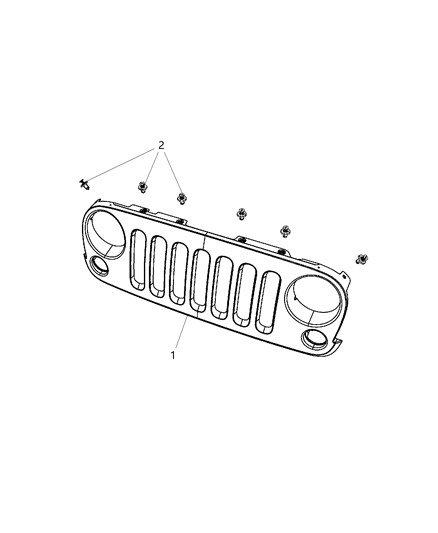 2007 Jeep Wrangler Grille-Radiator Diagram for 1BM91SW1AB