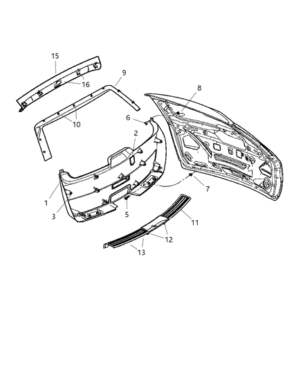 2005 Chrysler Pacifica Panel-LIFTGATE Trim Upper Diagram for TW52XDVAA