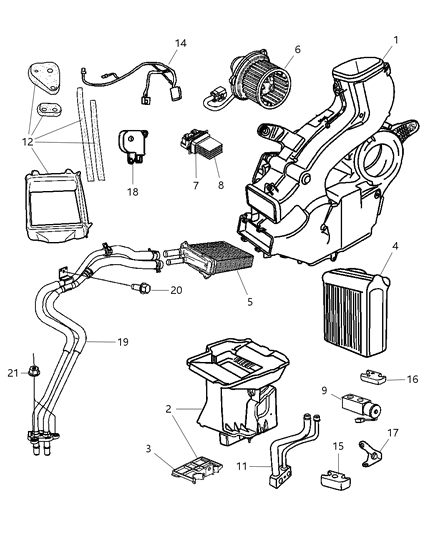 2003 Dodge Grand Caravan Wiring-A/C And Heater Diagram for 5019190AA