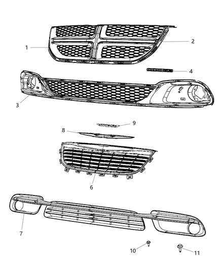 2011 Chrysler Town & Country Grille Diagram