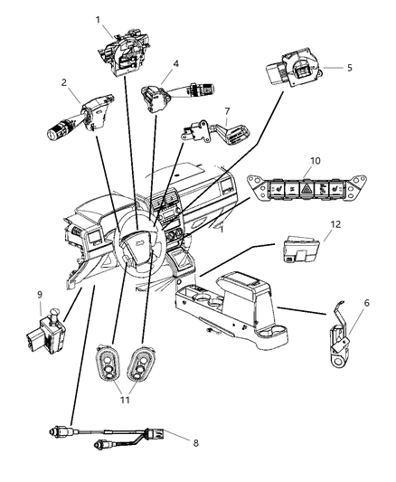 2007 Jeep Compass Switches - Instrument Panel Diagram