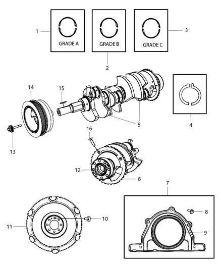 2011 Dodge Challenger Crankshaft , Crankshaft Bearings , Damper And Flywheel Diagram 2