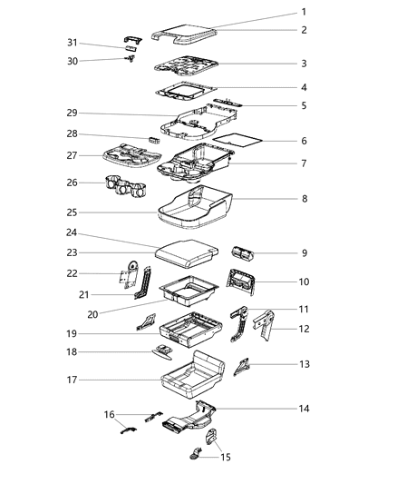 2013 Ram 3500 Front Seat - Center Seat Section Diagram