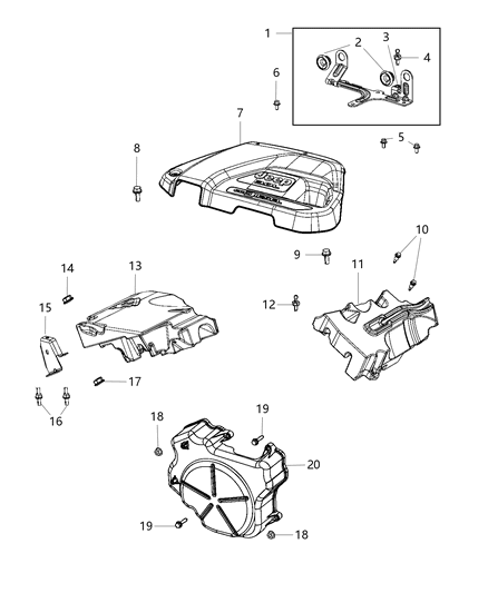 2021 Jeep Wrangler Engine Cover & Related Parts Diagram 3