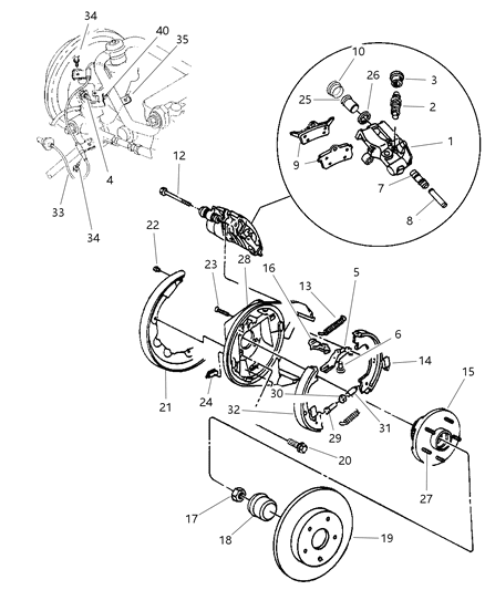 1998 Chrysler Sebring Brakes, Rear Disc Diagram