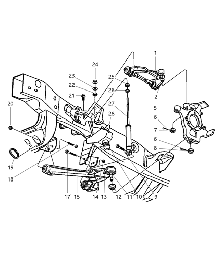 1999 Dodge Dakota B/JNT Pkg-Lower Control Arm Diagram for 5013760AB