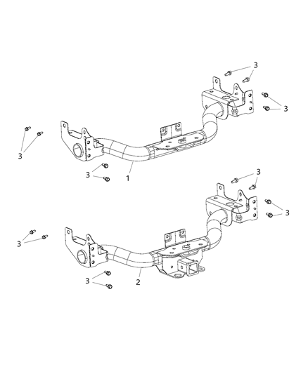 2010 Dodge Ram 1500 Reinforce-Trailer Hitch Mounting Diagram for 55398752AA