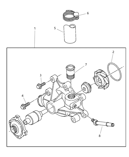 2002 Dodge Ram 2500 Water Pump Compatible Diagram for 53021074AE