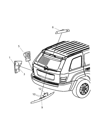 2005 Jeep Grand Cherokee Lamp-Tail Stop Turn SIDEMARKER Diagram for 55156615AB