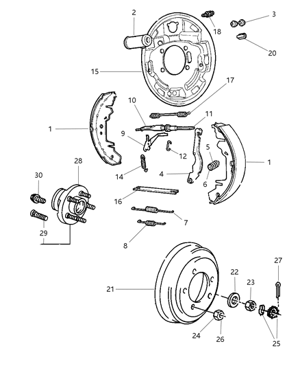 2004 Chrysler Town & Country Plate-Rear Drum Brake Diagram for 5093233AA