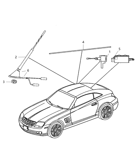 2006 Chrysler Crossfire Antenna & Related Parts Diagram