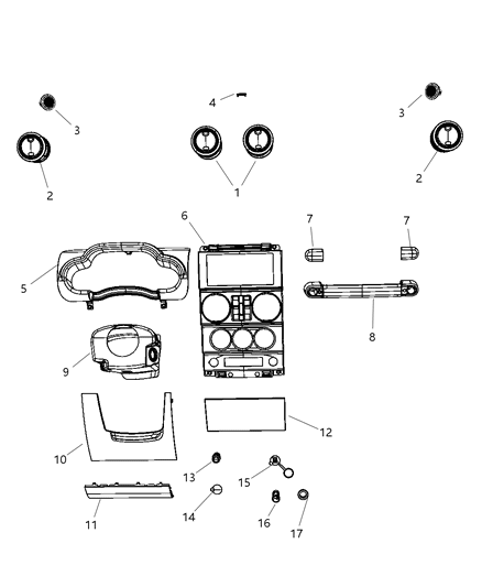 2010 Jeep Wrangler Instrument Panel Trim Diagram