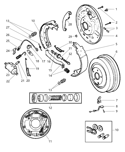 2000 Jeep Cherokee BRAKEASSY-Rear Drum Diagram for 52008664AC