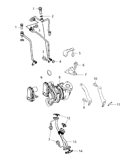 2011 Jeep Compass Gasket-Turbo Oil Return Pipe Diagram for 68078036AA
