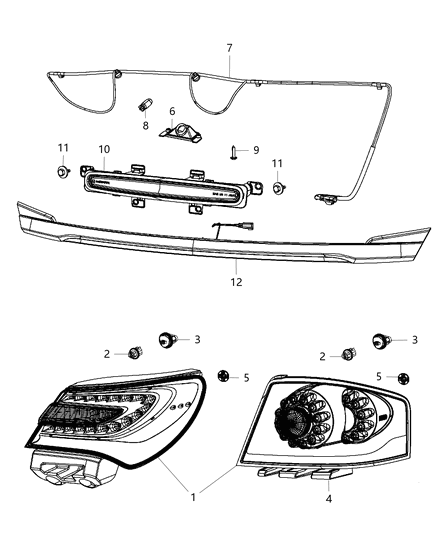 2014 Dodge Avenger Lamps - Rear Diagram