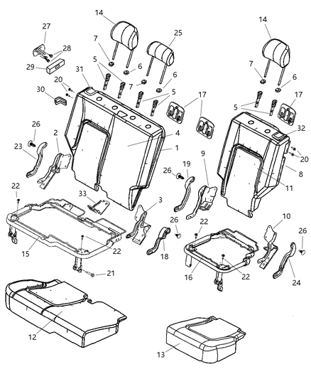 2005 Jeep Liberty Seat Back-Rear Diagram for 1BC981J3AA