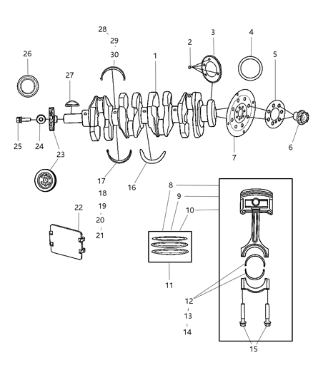 2007 Dodge Avenger Ring Set-Complete Engine Diagram for 5191418AB