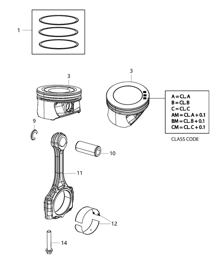 2018 Jeep Compass Pistons , Piston Rings , Connecting Rods And Bearings Diagram 1
