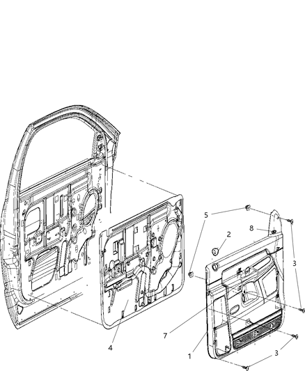 2009 Dodge Ram 3500 Panel-Front Door Trim Diagram for 1CT041J3AD