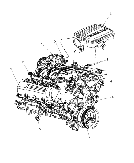 2006 Dodge Durango Engine Covers & Components Diagram 1