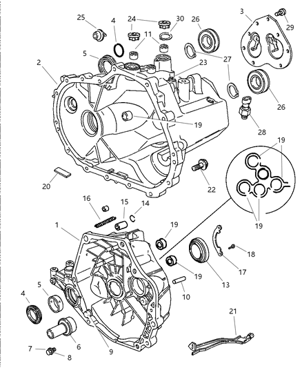 1999 Dodge Avenger Case, Transaxle & Related Parts Diagram