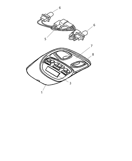 2004 Jeep Liberty RETAINER-Overhead Console Diagram for 5072348AA