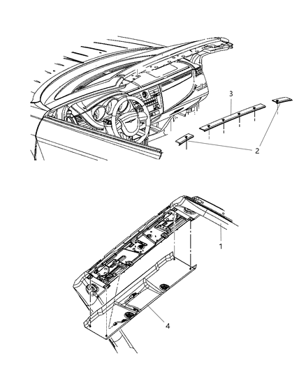 2009 Chrysler Sebring Interior Moldings And Pillars Diagram 1
