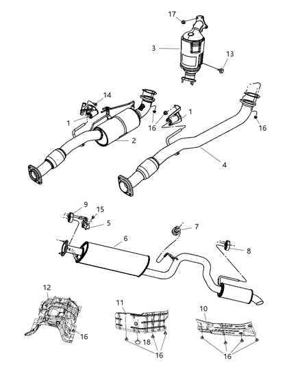 2008 Jeep Liberty Exhaust Muffler And Tailpipe Diagram for 52129476AB