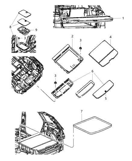 2016 Dodge Journey Latch-Load Floor Cover Diagram for 1CB781X9AA