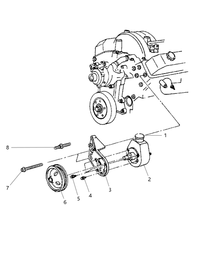 2001 Dodge Dakota Pump - Mounting & Pulley Diagram 2