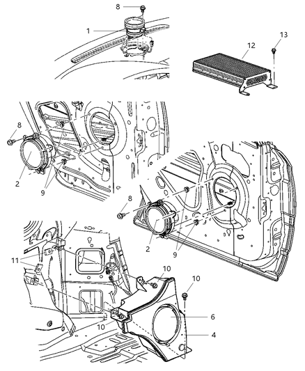 2004 Chrysler Pacifica Speakers & Related Items Diagram