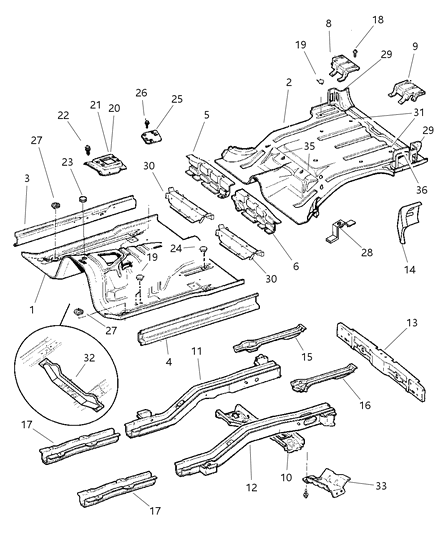1998 Jeep Cherokee Support Diagram for 55002230