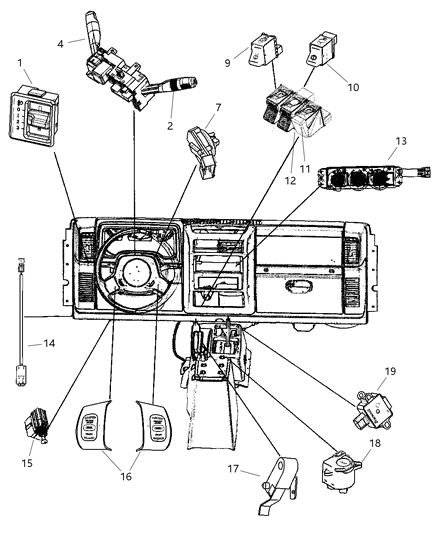 2004 Jeep Wrangler Switches - Instrument Panel Diagram