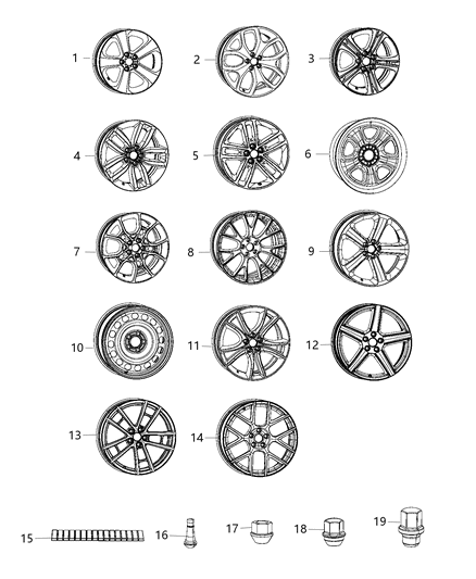 2018 Dodge Charger Aluminum Wheel Diagram for 1ZV91LAUAB